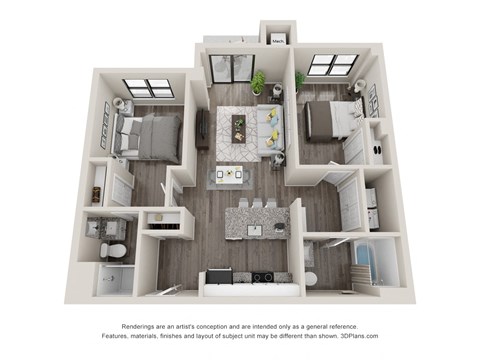 2 bed 2 bath C5 Floor Plan at Latitude at South Portland Apartment, Maine, 04106